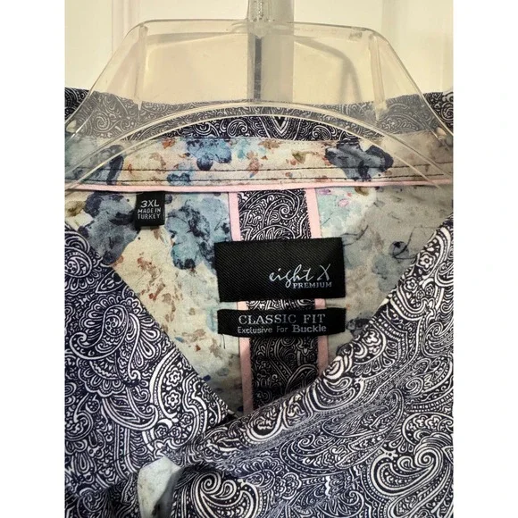 Eight X Mens Paisley Print Button Up Shirt 100 Percent Cotton Made in Turkey - Picture 2 of 6